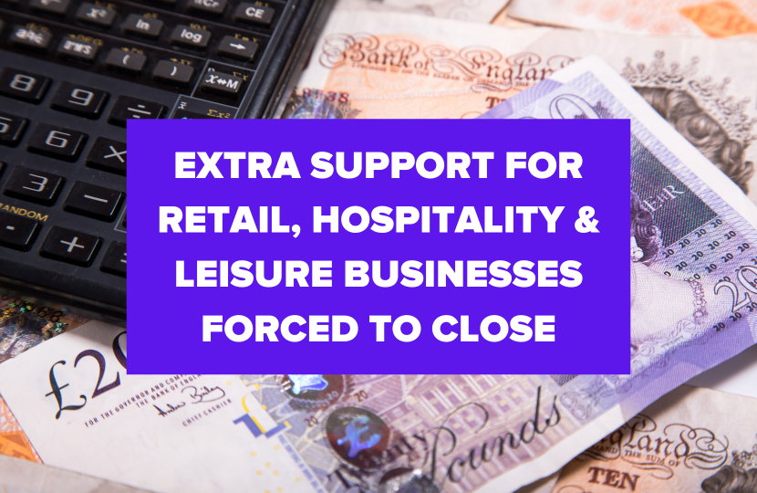 Mark Eastwood MP welcomes extra support for retail, hospitality and leisure businesses forced to close