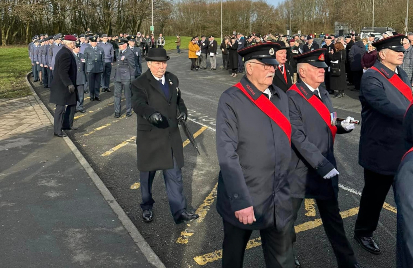 Veterans and cadets parade at the service