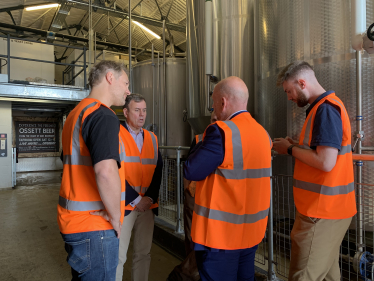 Mark and Greg chat to Ossett Brewery employees